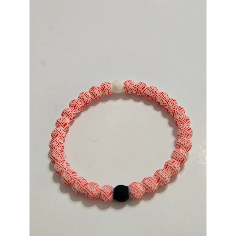 Lokai Unisex Marvel Logo Silicone Bead Bracelet Red White XL